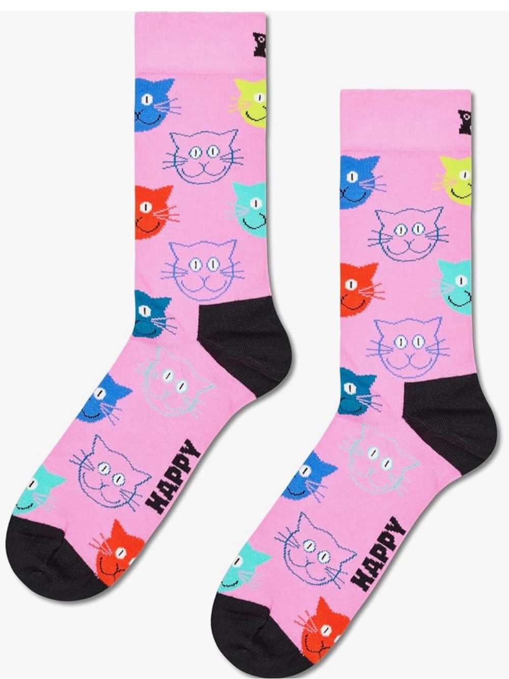 Happy Socks Crew Socks 5-Pack with Cat Motif NWT~Size Sm-Med - Picture 2 of 9